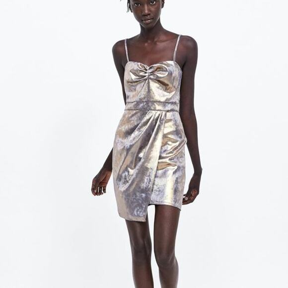 Zara metallic cocktail dress sz s - Picture 1 of 9